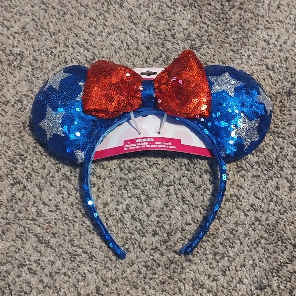 NWT Sequin Patriotic Minnie Mouse Ears